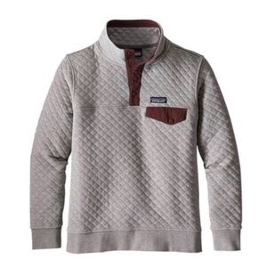 Patagonia Pullover Women's Small Organic Cotton Quilted Snap-T Gray Maroon
